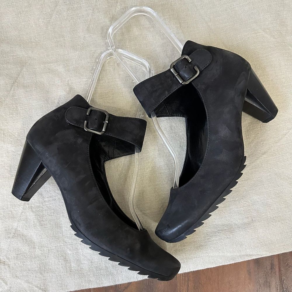 Paul Green Black Ankle-Strap Block Heel Pump - Picture 3 of 9